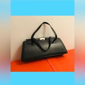 VINTAGE Black Leather Purse Handbag